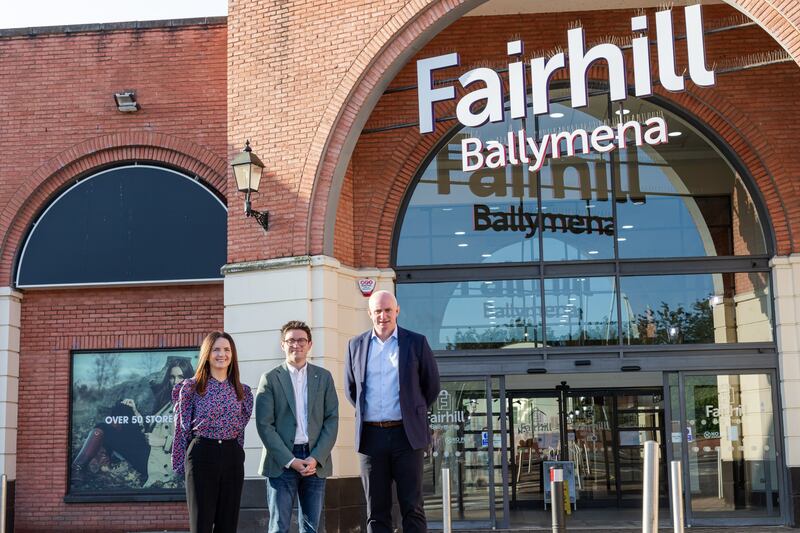 L-R: Tanya McKeown (TDK), Ryan Walker (Magmel) and Mark Thallon (TDK), outside the Fairhill centre.