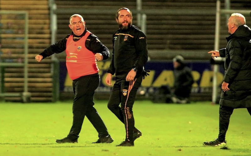 Corduff manager Seamus &#39;Banty&#39; McEnaney (left). Picture Seamus Loughran 