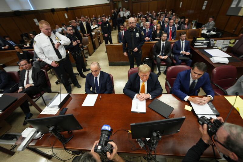 Donald Trump sits in court in New York (Curtis Means/DailyMail.com via AP, Pool)