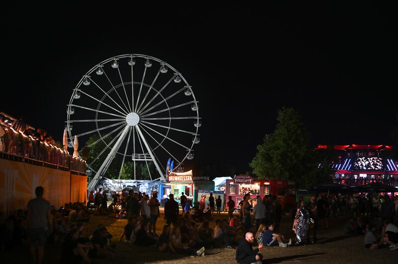 The operator of the Ferris wheel told dpa that no passengers had been sitting in the gondola in which the fire started (Heiko Rebsch/dpa via AP)