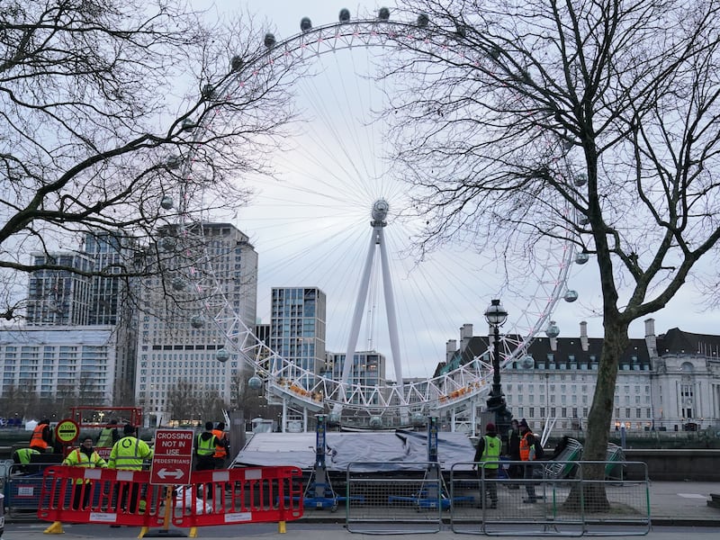 Preparations continue for the New Year’s Eve fireworks display in central London