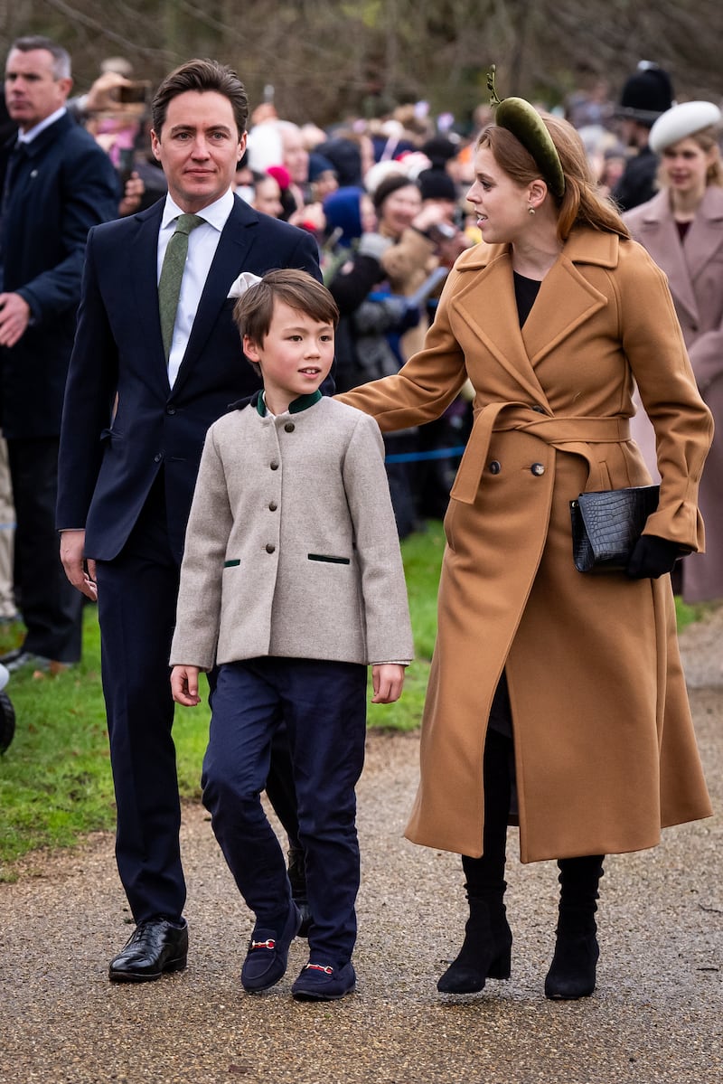 Princess Beatrice, Edoardo Mapelli Mozzi and Wolfie on Christmas Day after changing their travel plans on medical advice