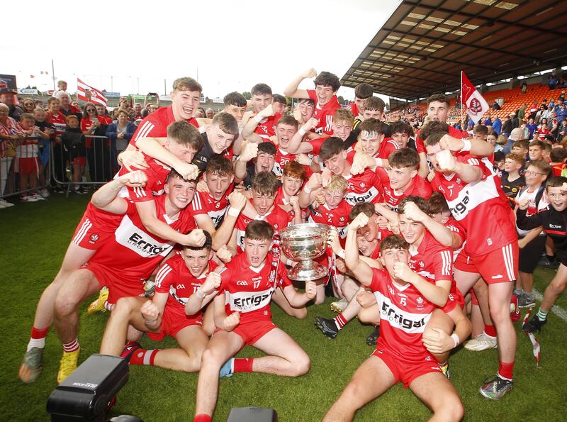 2023 All-Ireland minor football champions, Derry. Picture by Philip Walsh