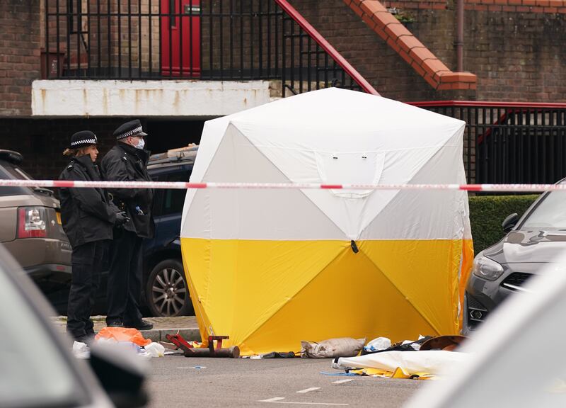 Police officers at the scene near Bywater Place in Surrey Quays