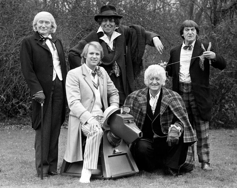 Patrick Troughton, far right, played the Second Doctor, before handing the role to Jon Pertwee (second from right), see with three other doctors, from left, Richard Hurndall, Peter Davidson and Tom Baker during the 20th anniversary episode The Five Doctors in 1983