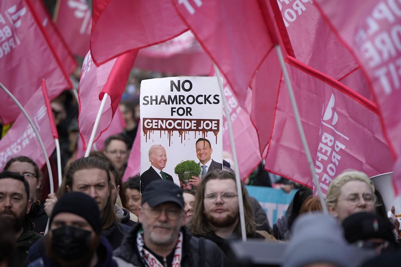 People during the Stand Together solidarity march in Dublin