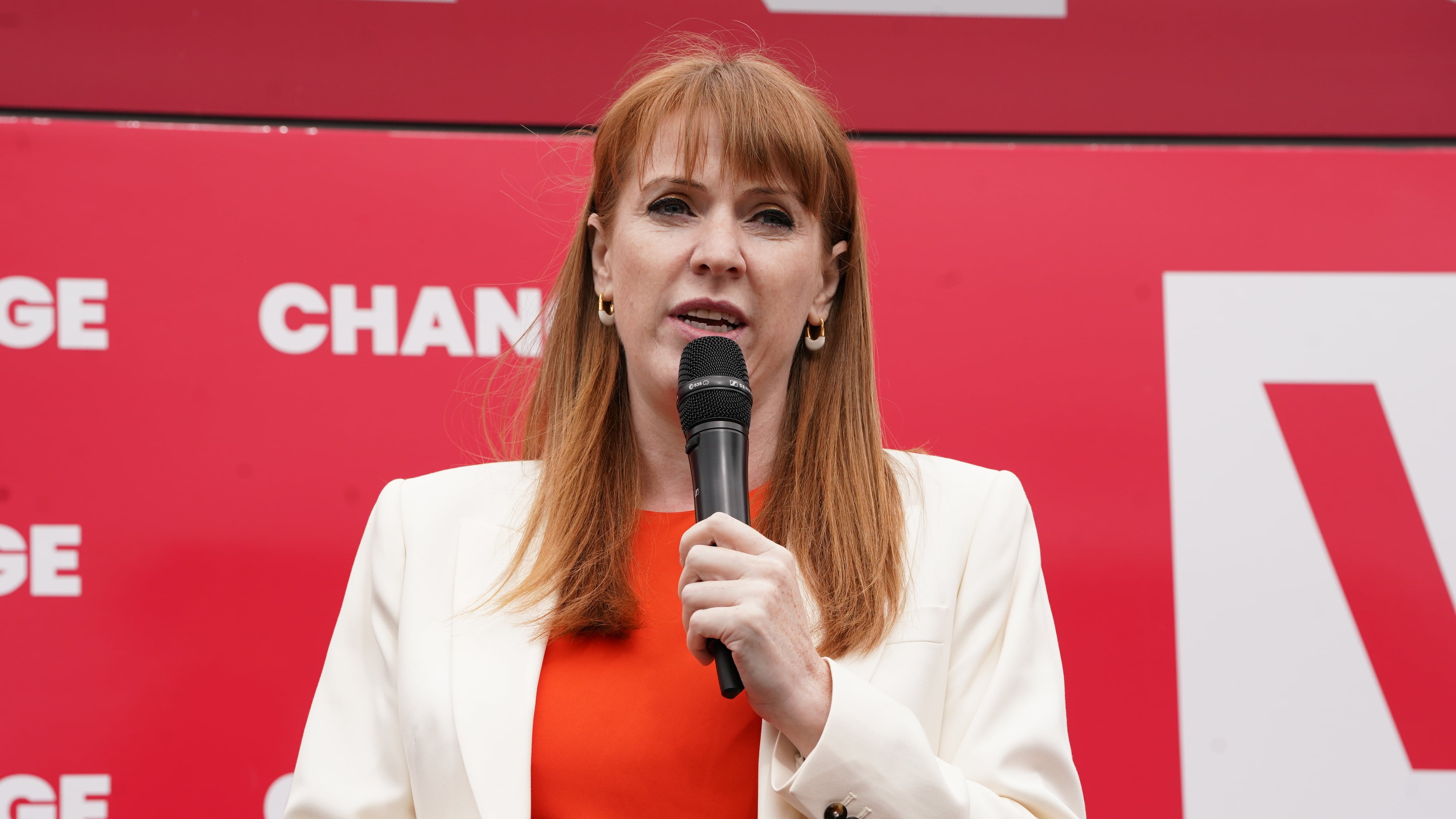 Deputy Labour leader Angela Rayner at the launch of Labour’s campaign bus in Uxbridge