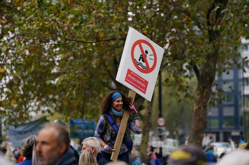 People take part in the clean water march in central London