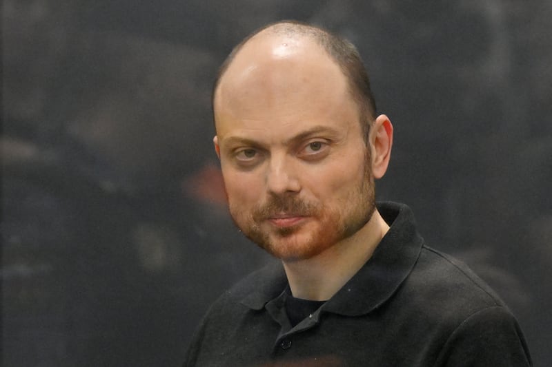 Russian opposition activist Vladimir Kara-Murza during an earlier court appearance in Moscow (Dmitry Serebryakov/AP)