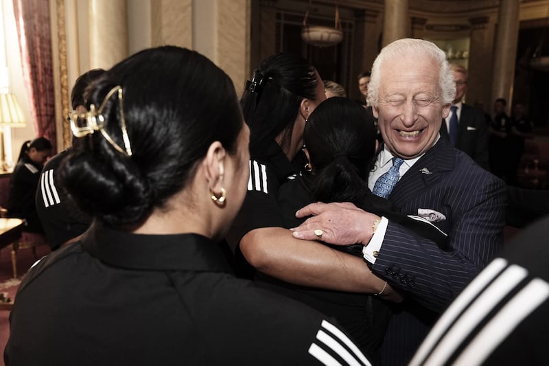 The King meets New Zealand’s Black Ferns rugby union team at Buckingham Palace