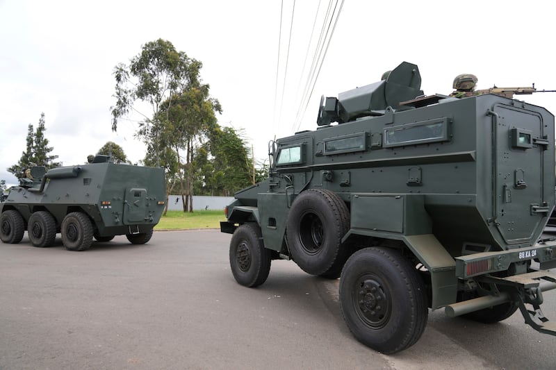 Army vehicles patrol around Nairobi, Kenya (Brian Inganga/AP)