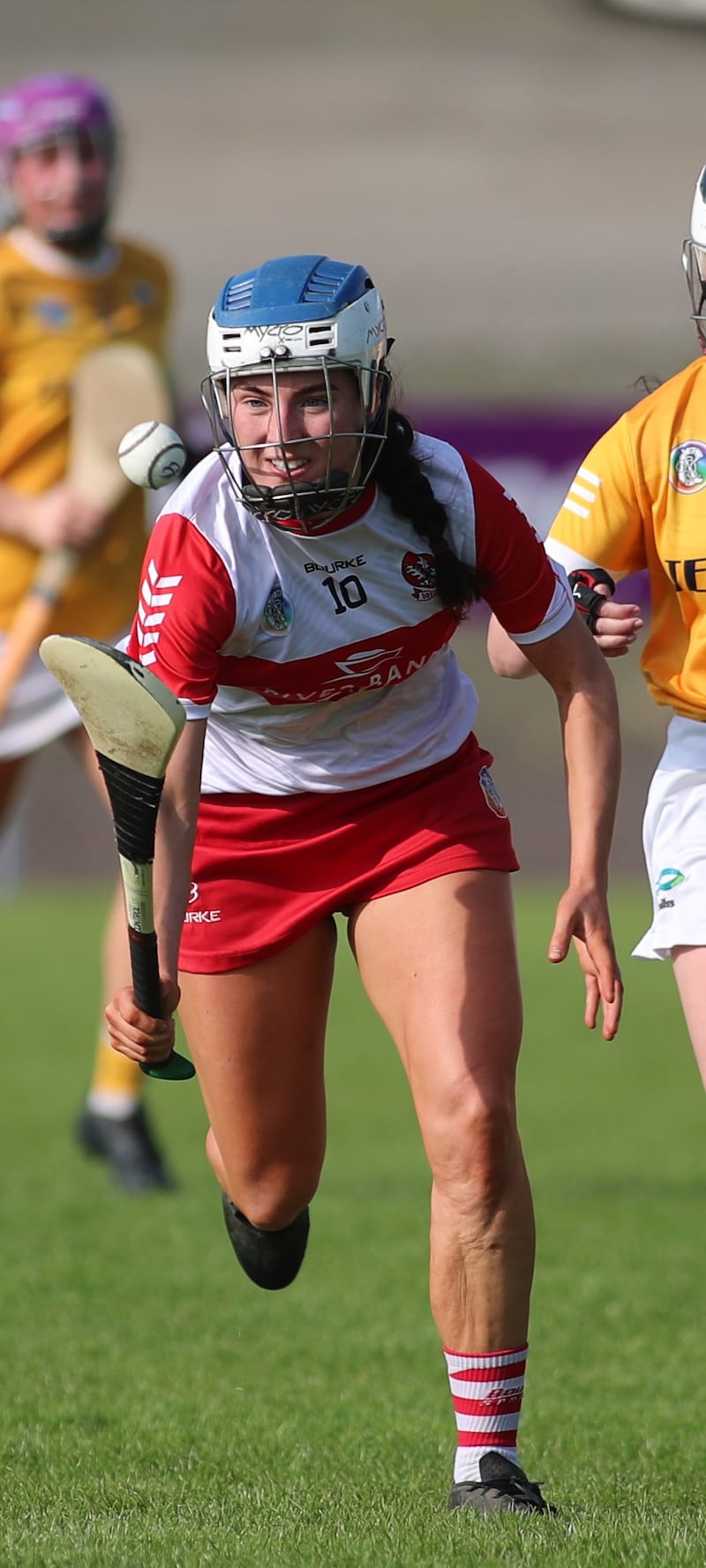 Aine Barton lifting the ball against Antrim