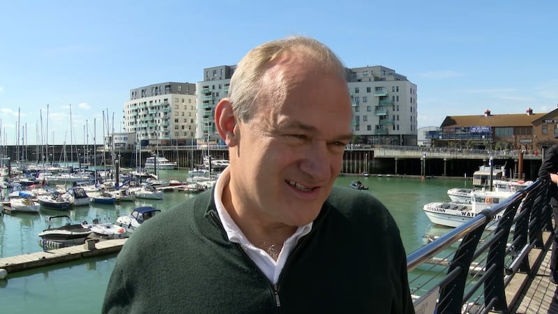 Liberal Democrat leader Sir Ed Davey speaks to the media in Brighton as the party’s autumn conference began at the Brighton Centre on Saturday