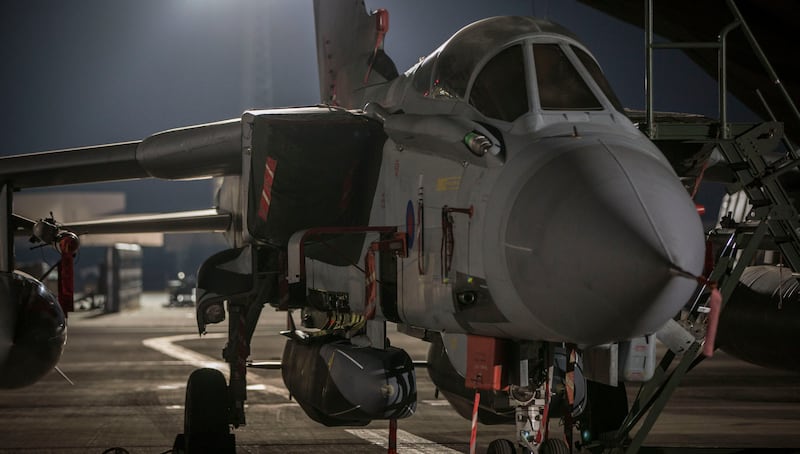 An RAF Tornado with two Storm Shadow missiles