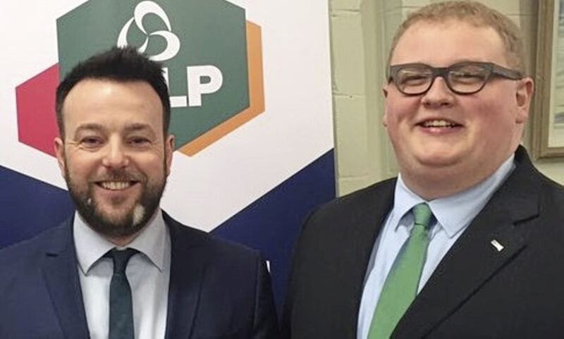 Séamas de Faoite, right, with SDLP leader Colum Eastwood