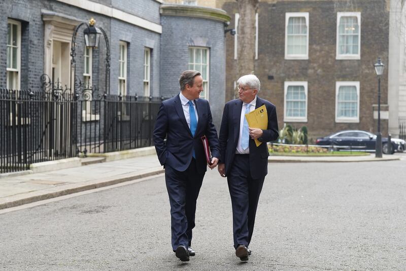 Former deputy foreign secretary Andrew Mitchell (right) takes on Lord Cameron’s former Foreign, Commonwealth and Development Office brief in opposition