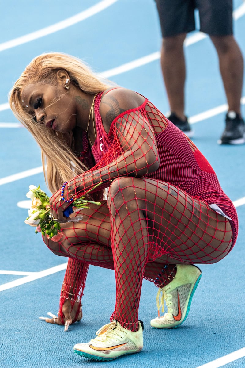 Sha’Carri Richardson wore a fishnet catsuit to the women’s 200 metre NYC Grand Prix. 2022