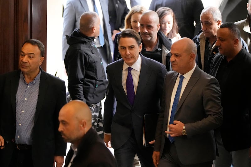 Amos Hochstein, a senior adviser to President Joe Biden, is received ahead of a meeting with Lebanese parliament speaker Nabih Berri in Beirut (Hassan Ammar/AP)