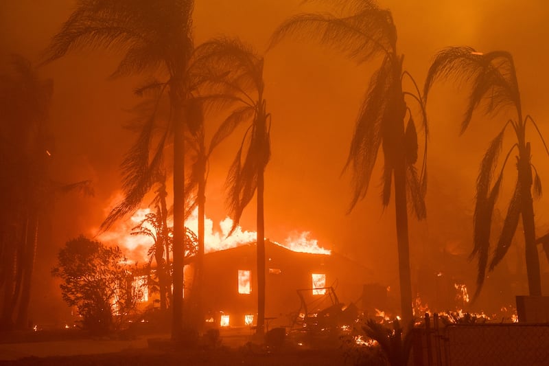 FILE – A home burns in the Eaton Fire in Altadena, California on January 8 (Nic Coury/AP, File)