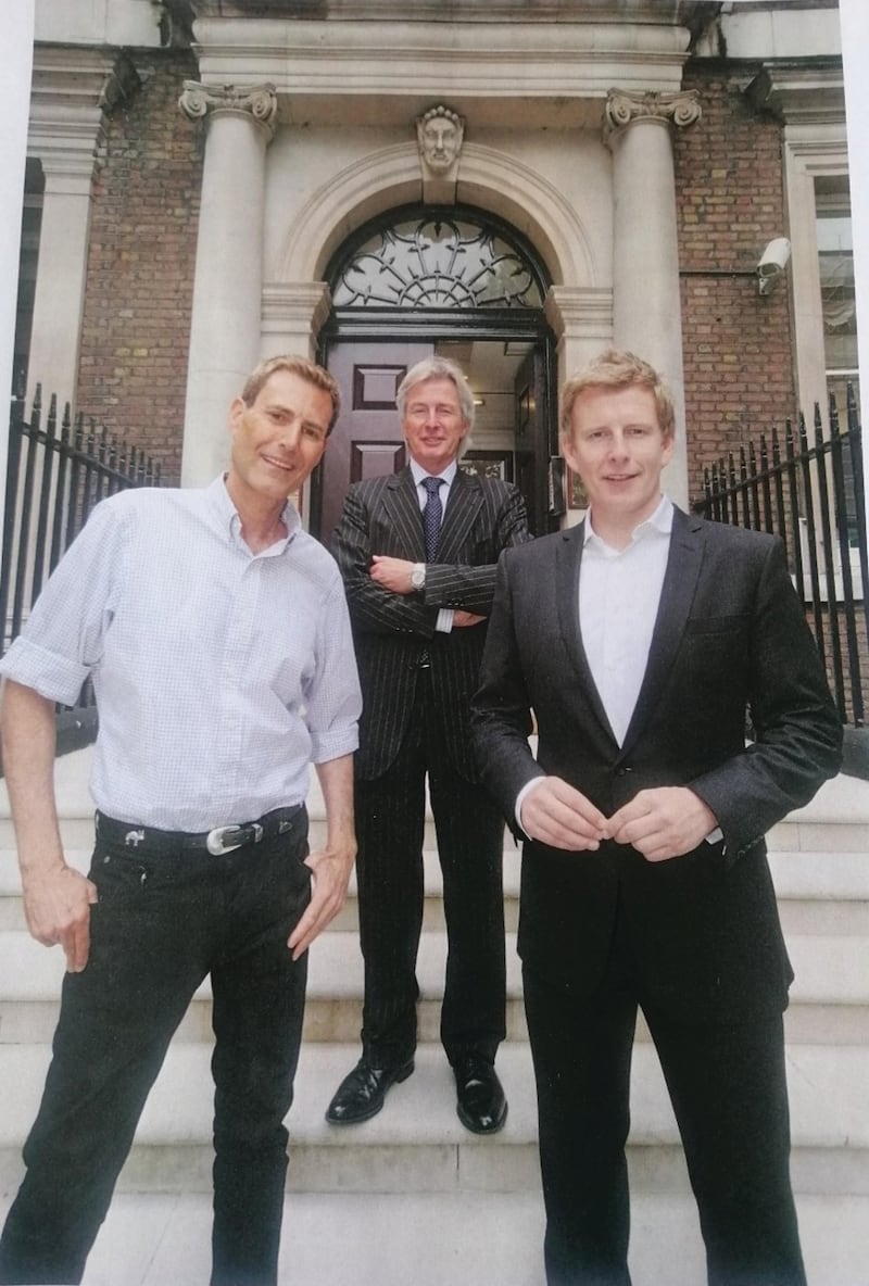 Uri Geller, Paul Tweed, Patrick Kielty pictured at the opening of Tweed's new London office in 2010