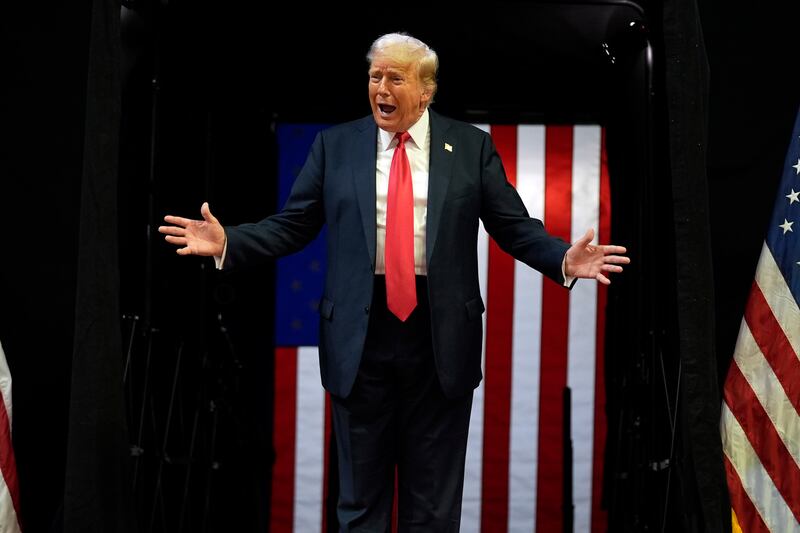 Donald Trump arrives at the campaign rally (Evan Vucci/AP)