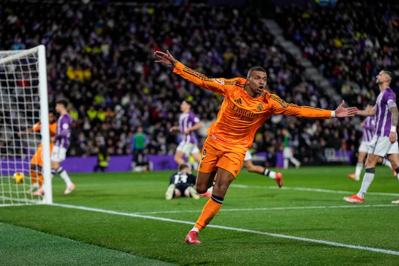 Kylian Mbappe scored three as Real Madrid beat Real Valladolid (Manu Fernandez/AP)