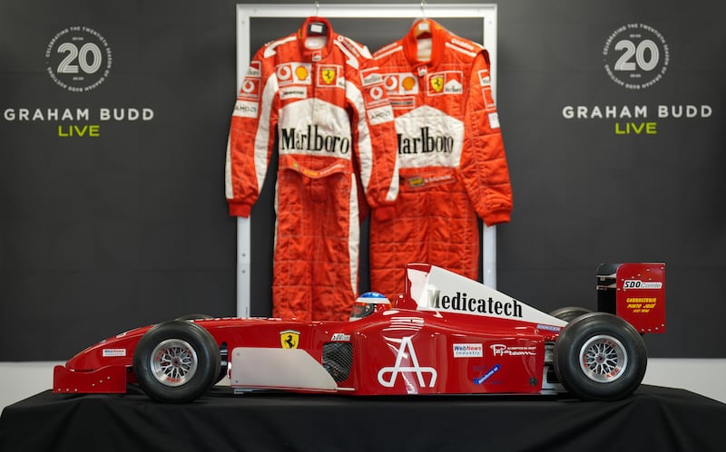 The 1:3 scale model of the F1 Ferrari F2002 will be sold alongside other motor racing memorabilia, including race suits