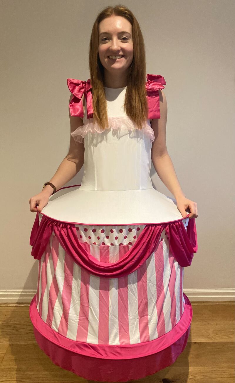 Laura Baker is running the London Marathon in a wedding cake costume