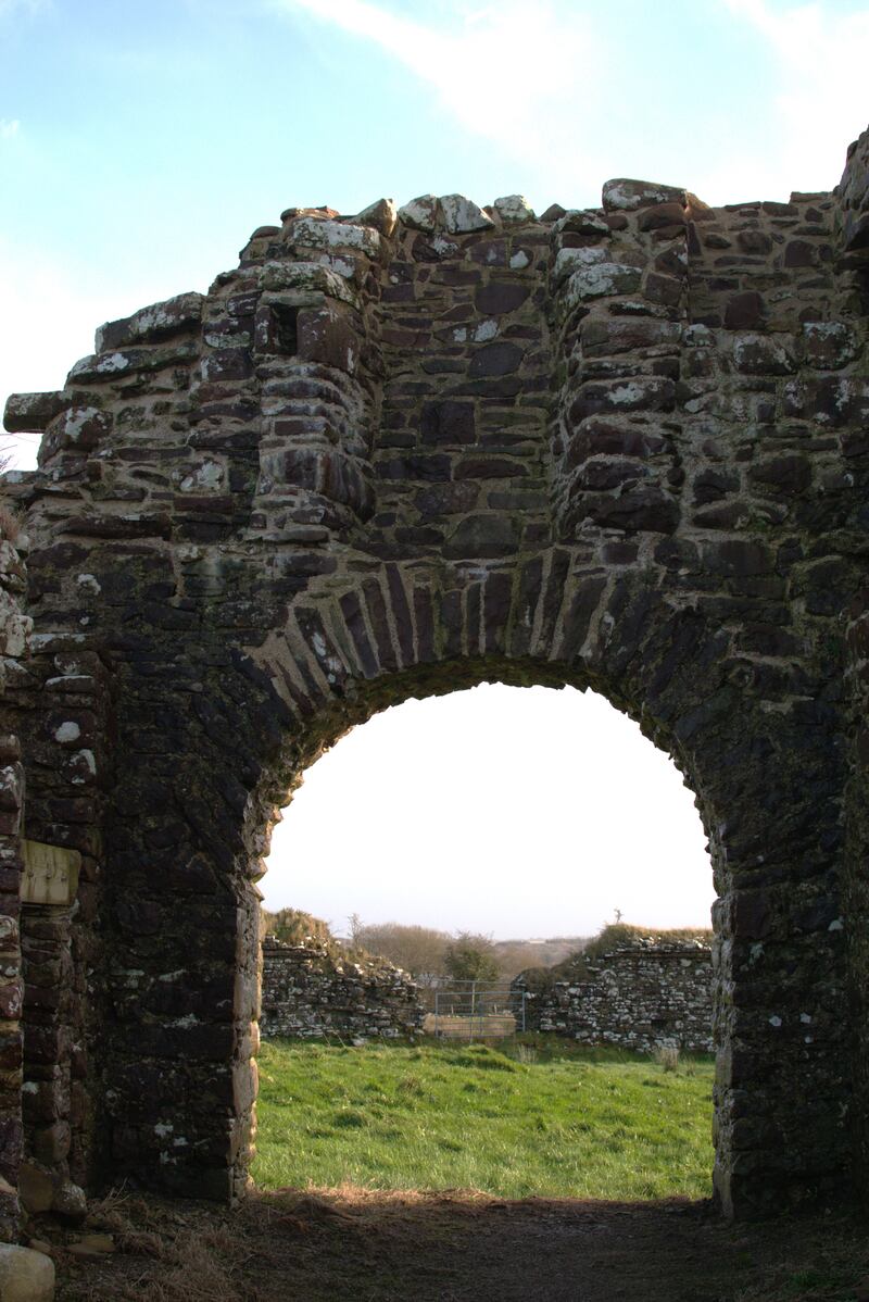 A restored archway featuring a fireplace at Moygara Castle