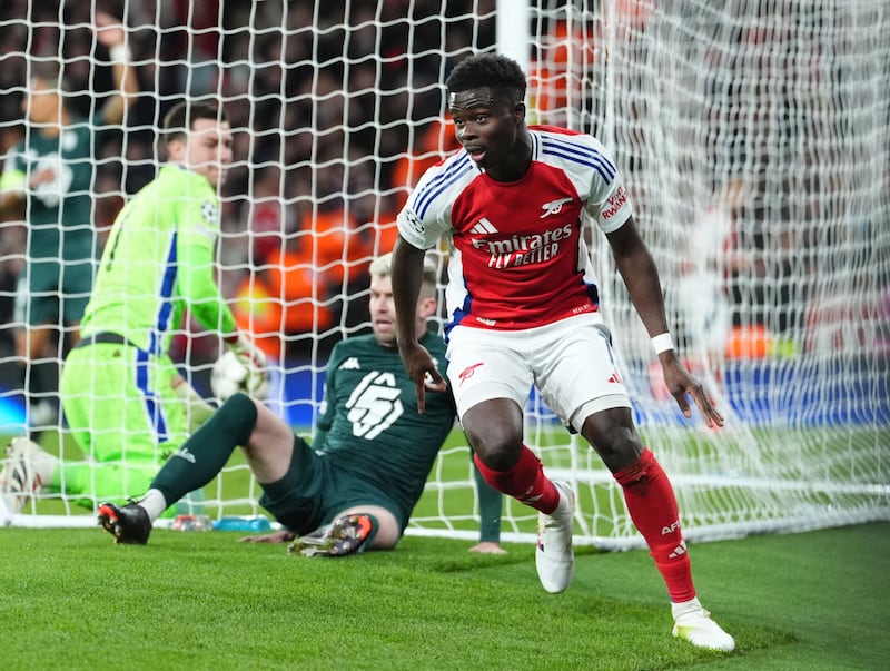 Bukayo Saka scored twice in Arsenal’s 3-0 win against Monaco