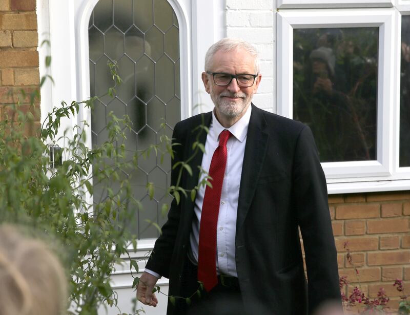 Labour Party leader Jeremy Corbyn leaves his home in Islington after the Conservative Party was returned to power