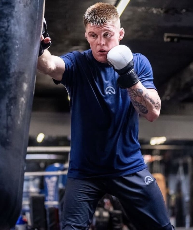 Putting the work in. Caolan Loughran during a session on the punchbag 