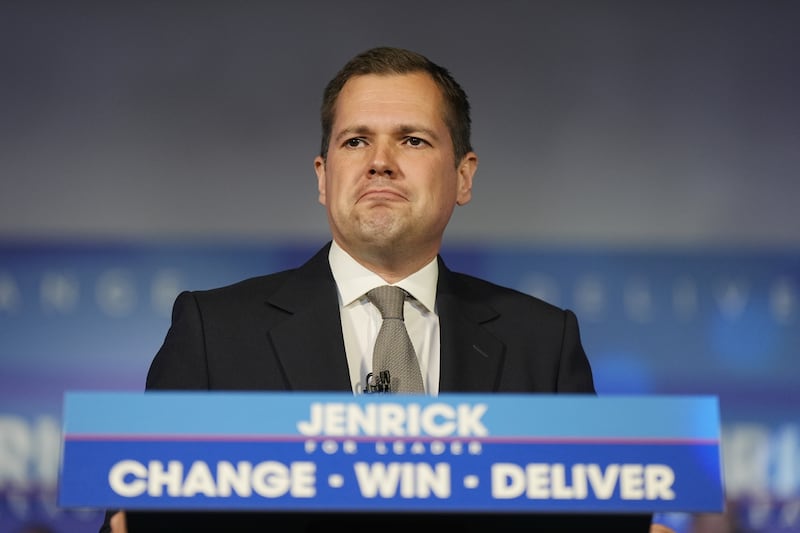 Robert Jenrick speaking at a Conservative Party leadership campaign event