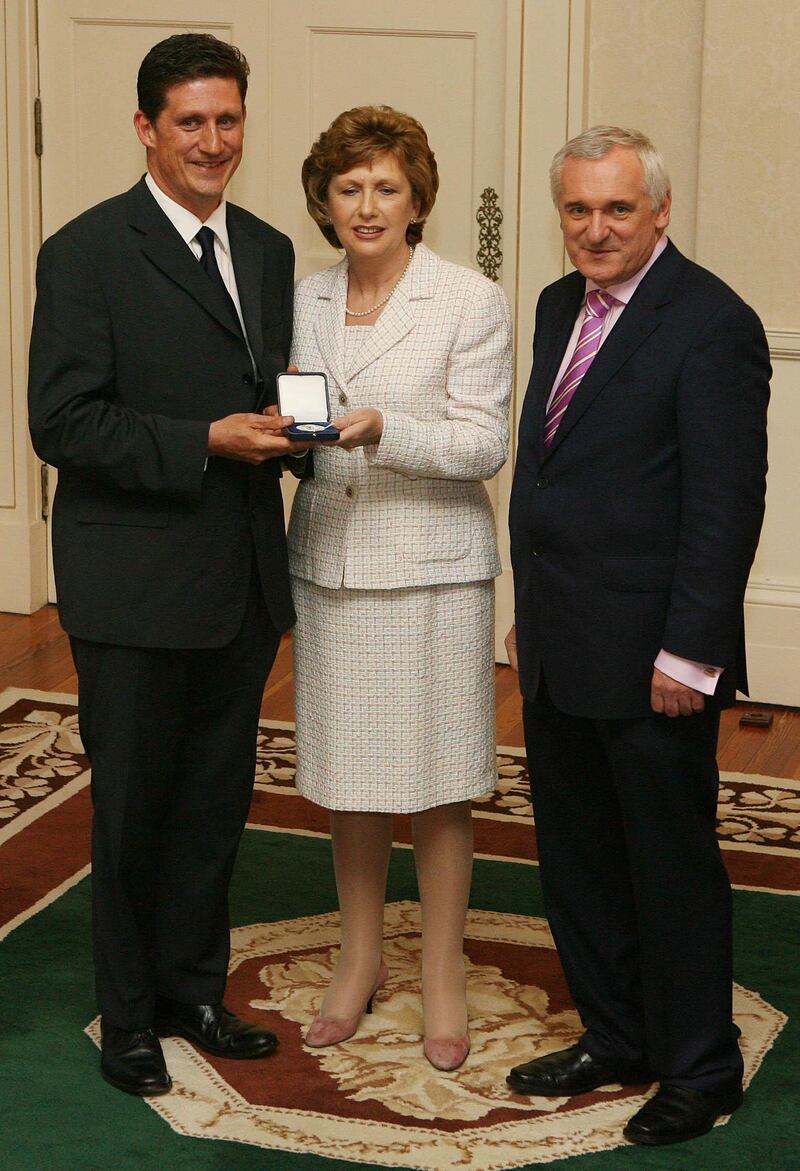 Eamon Ryan with then-president McAleese and then-taoiseach Bertie Ahern in 2007