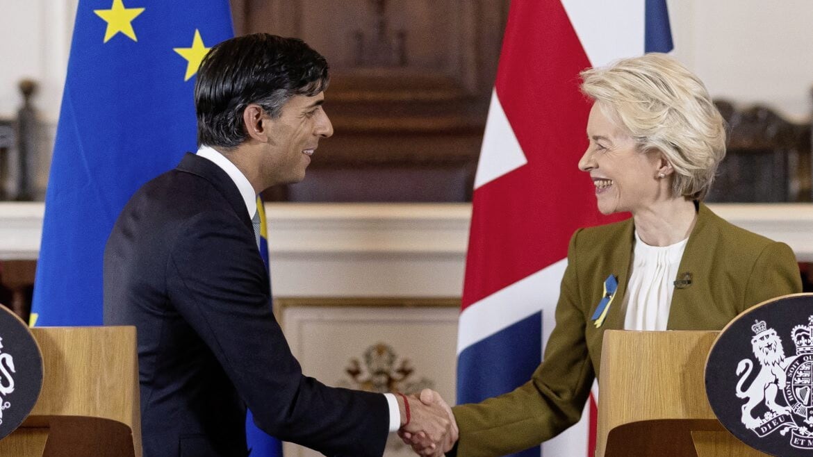Prime Minister Rishi Sunak and European Commission President Ursula von der Leyen struck the Windsor Framework deal in February 