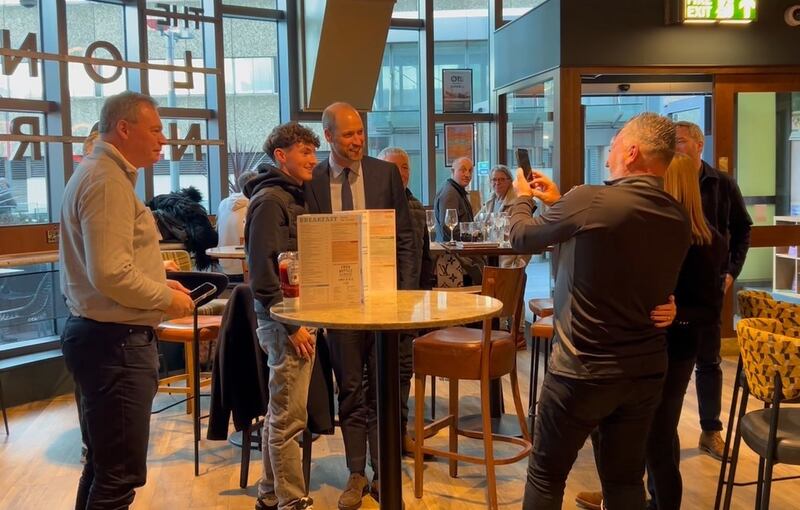 The Prince of Wales meeting Aston Villa supporters in a Wetherspoons pub in Birmingham