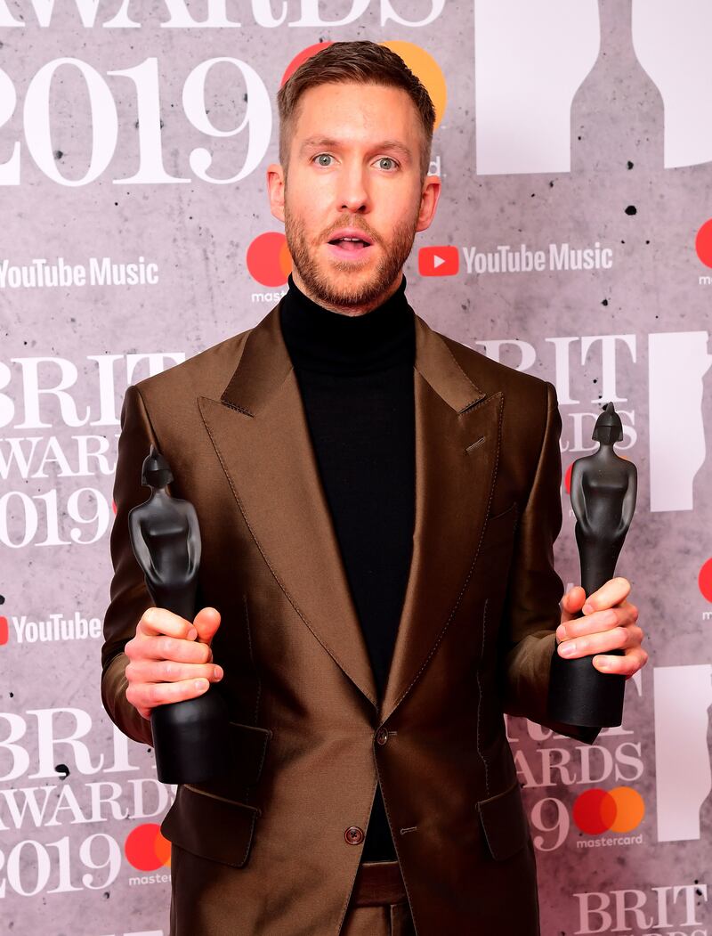 Calvin Harris with his Best British Single and Best British Producer Brit Awards