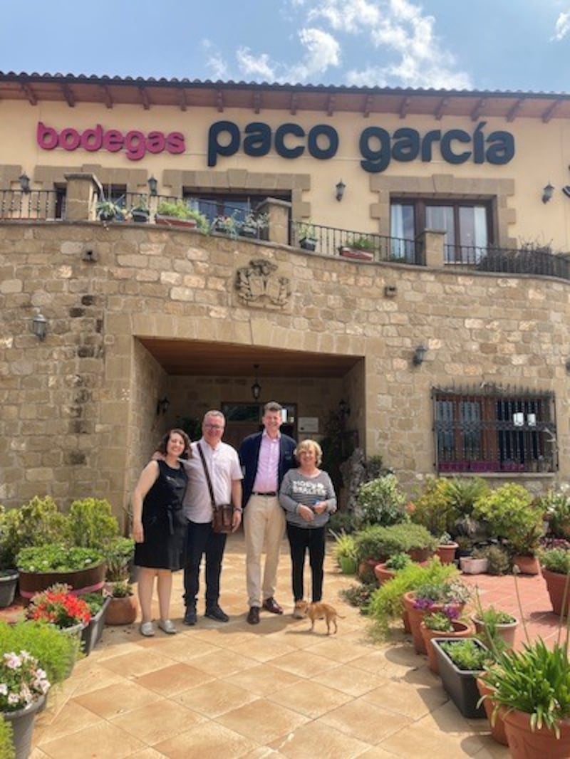 Simon with friends on a trip to Paco Garcia which is a younger more innovative Rioja producer