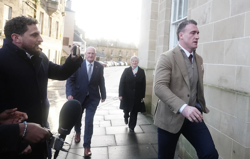 Stuart Hogg arriving at Jedburgh Sheriff Court for sentencing on Thursday