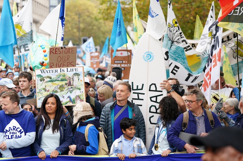 Chris Packham and Hugh Fearnley-Whittingstall joined thousands of protesters on the march in London