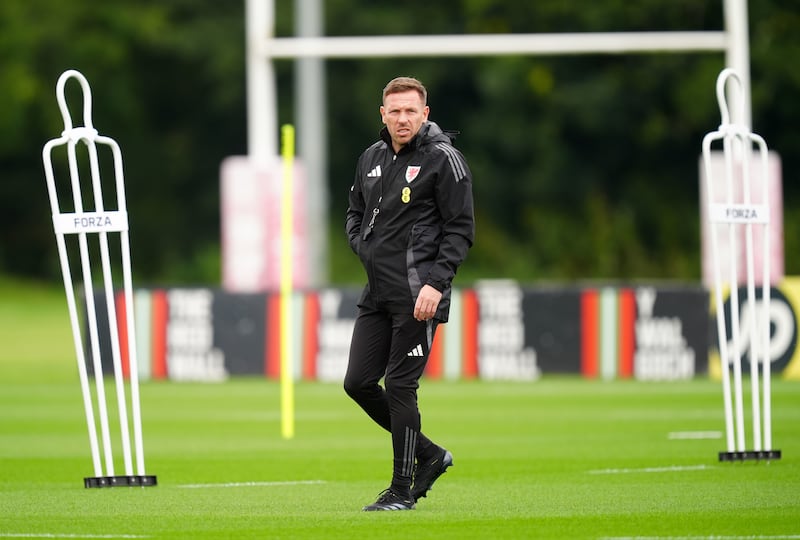 New manager Craig Bellamy pictured during a Wales training session ahead of his first game in charge against Turkey