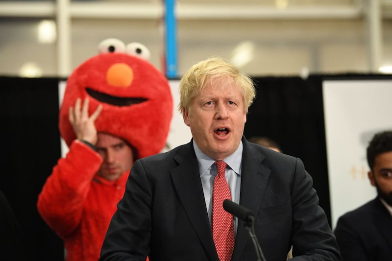 Then-prime minister Boris Johnson giving his victory speech after winning the Uxbridge & Ruislip South constituency in the 2019