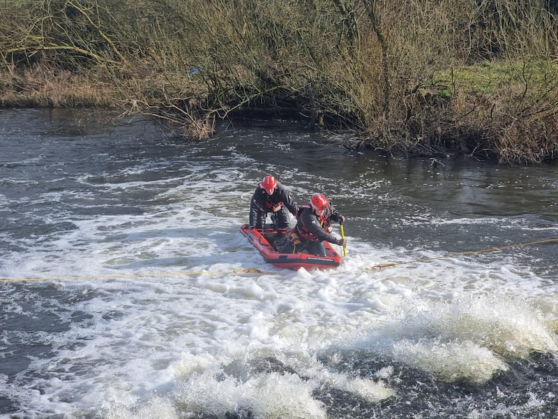 Rescue volunteers taking part in the search along the Lagan Towpath. PICTURE:  SKYWATCH NI