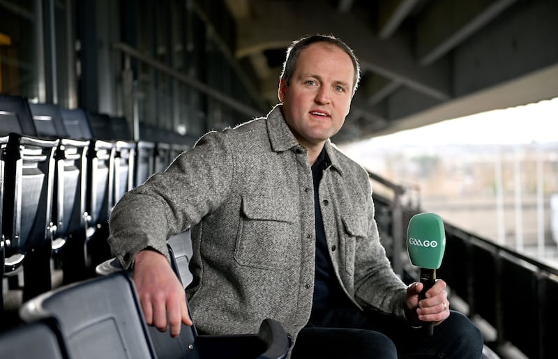 Football analyst Michael Murphy in attendance at the 2024 GAAGO match schedule launch at Croke Park in Dublin.