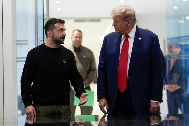 President Donald Trump with Ukraine’s President Volodymyr Zelensky last year (Julia Demaree Nikhinson/AP)