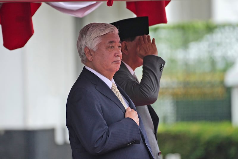 Japanese Defence Minister Gen Nakatani held talks with Defence Secretary John Healey in London (Achmad Ibrahim/AP)