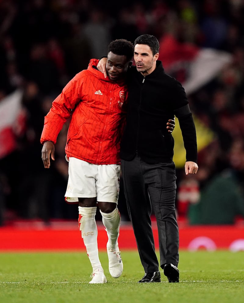 Mikel Arteta will have to cope without Bukayo Saka