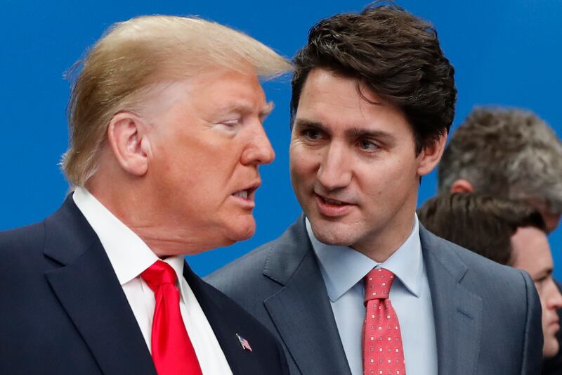 Donald Trump with Canadian Prime Minister Justin Trudeau (Frank Augstein/AP)