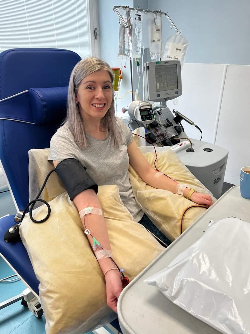 Sarah Caddick during stem cell donation