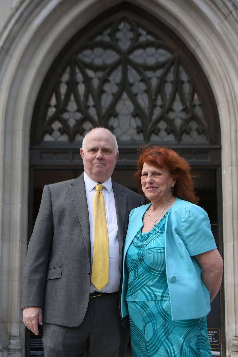 Barry and Margaret Mizen arrive for the 10th anniversary memorial service for Jimmy Mizen at St George’s Cathedral, Cathedral House, Southwark